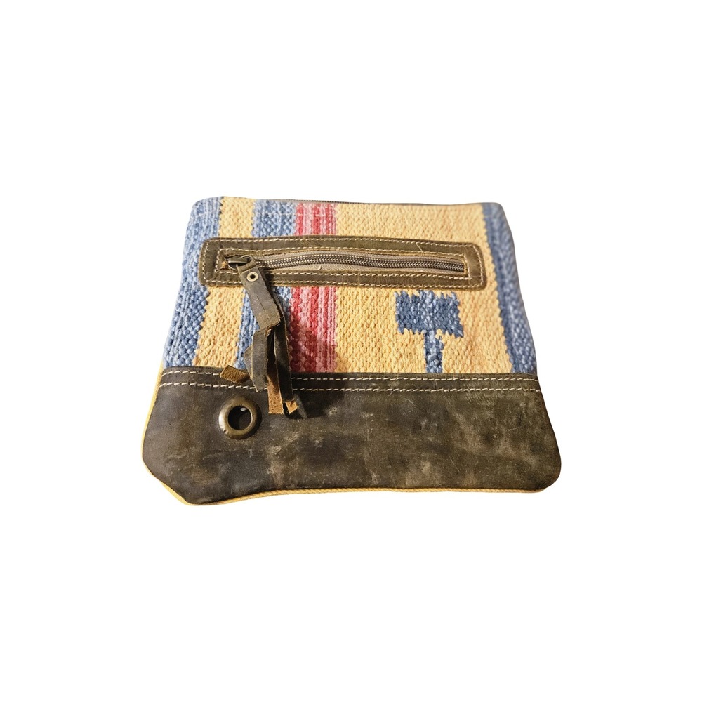 Myra Bag Kilim and Leather Wristlet Clutch Small Boho Bag New with Tags‎